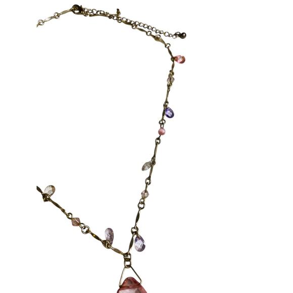 Silvertone Pink Beaded Necklace Spring Clasp 16-19" - Picture 5 of 6